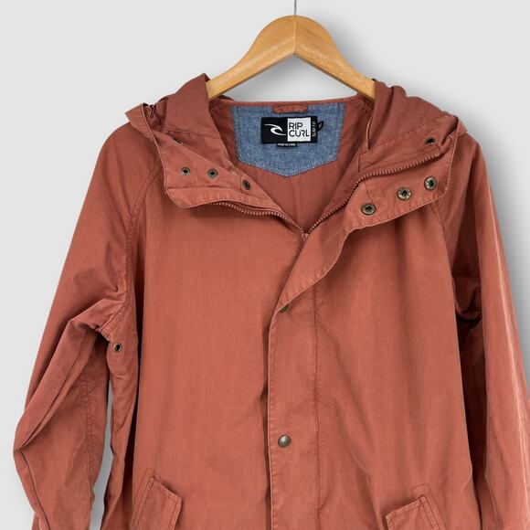 Rip Curl Burnt Orange Hooded Utility Jacket Slim Fit Size Medium - Picture 6 of 6